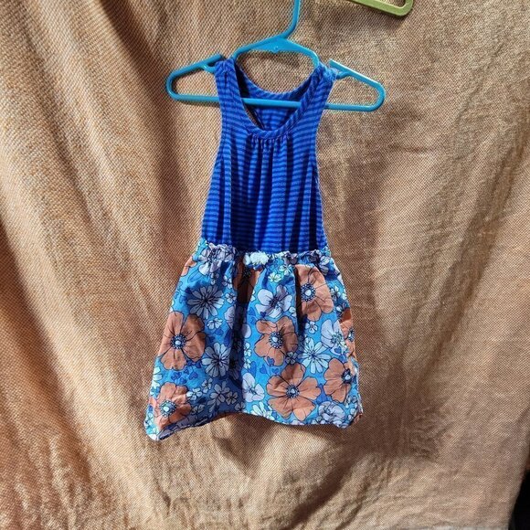 Cat & Jack Raceback Stripped Blue And Multicolored Floral Summer Dress Size 3T - Picture 1 of 11